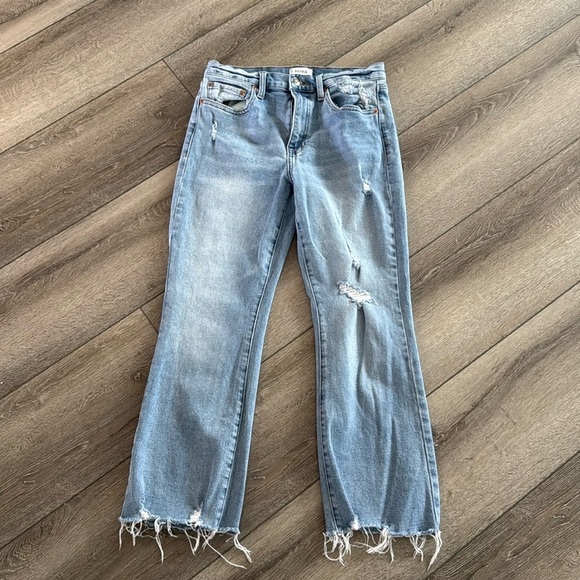Pistola Lennon High Rise Crop Straight Leg Distressed Jeans Light Wash Size 30 - Picture 2 of 5